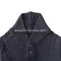 Men's Shawl Collar Sweater Button Cable Knit Pullover